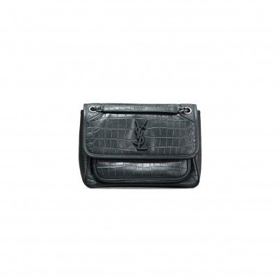 YSL NIKI MEDIUM CHAIN BAG IN CROCODILE-EMBOSSED LEATHER 5489421K00U1000 (28*20*8.5cm)